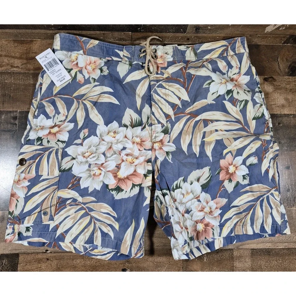 Vintage 90s Polo Ralph Lauren Swim Trunks Shorts Mens XL Floral New